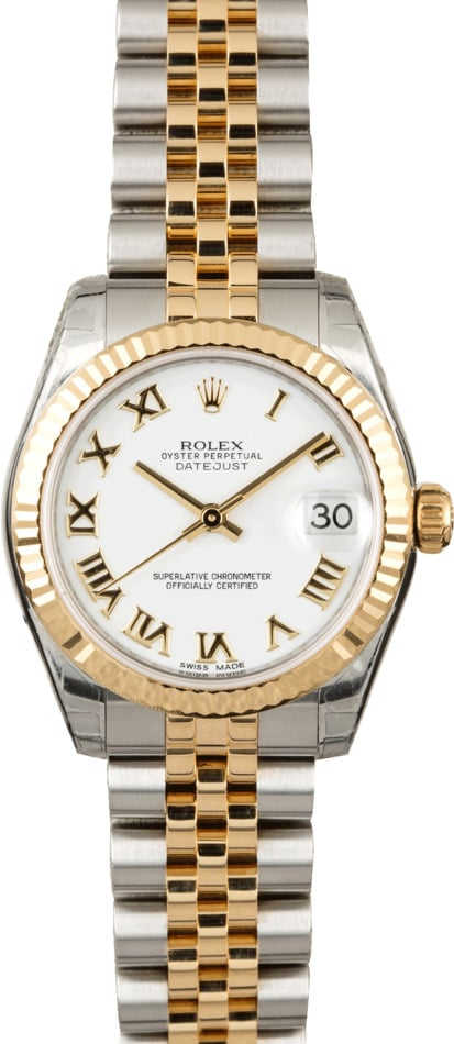 Used Rolex Datejust 178273 Mid-Size White Roman
