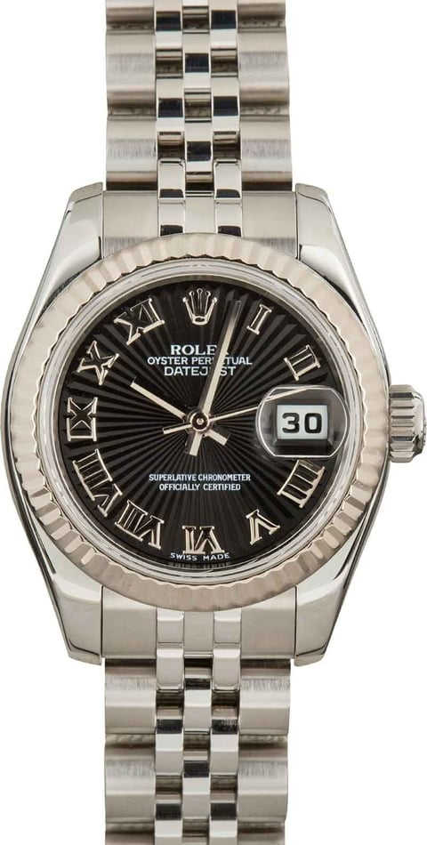 Used Rolex Datejust 179174 Black Roman Dial