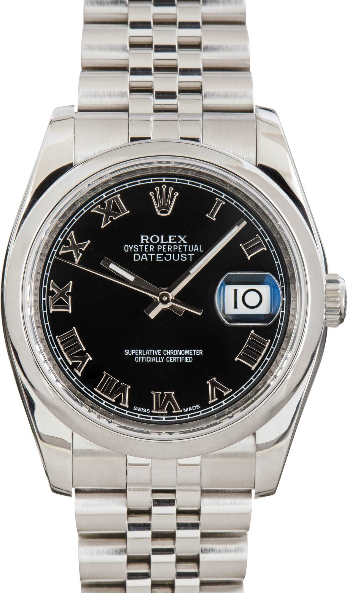 Rolex Datejust 36 Black Roman Dial Ref 116200