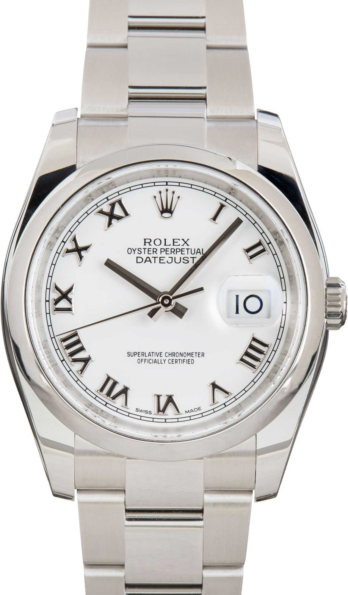 Pre-owned Rolex Datejust 116200 White Roman Dial