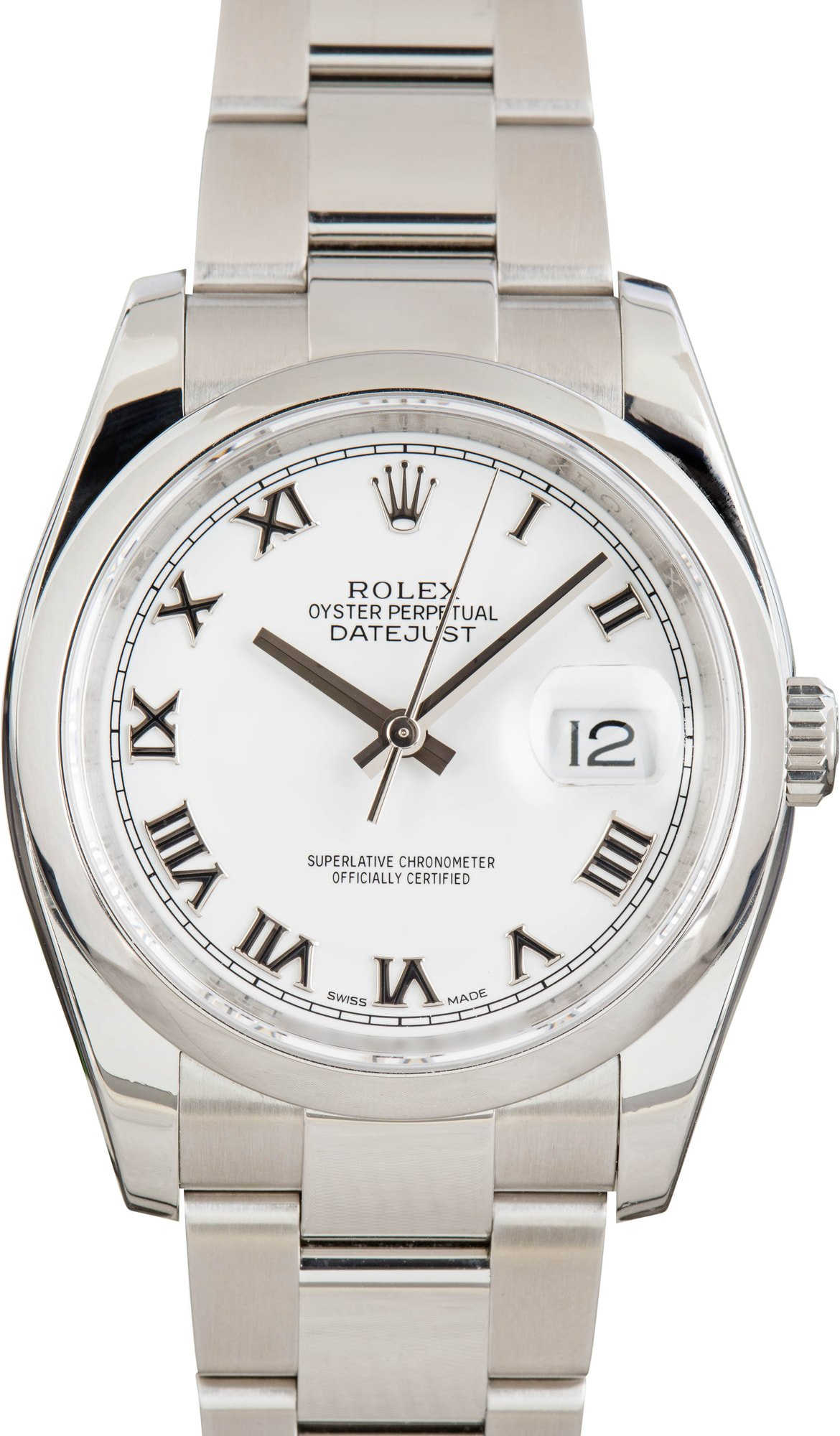 Pre-owned Rolex Datejust Ref 116200 White Roman Dial