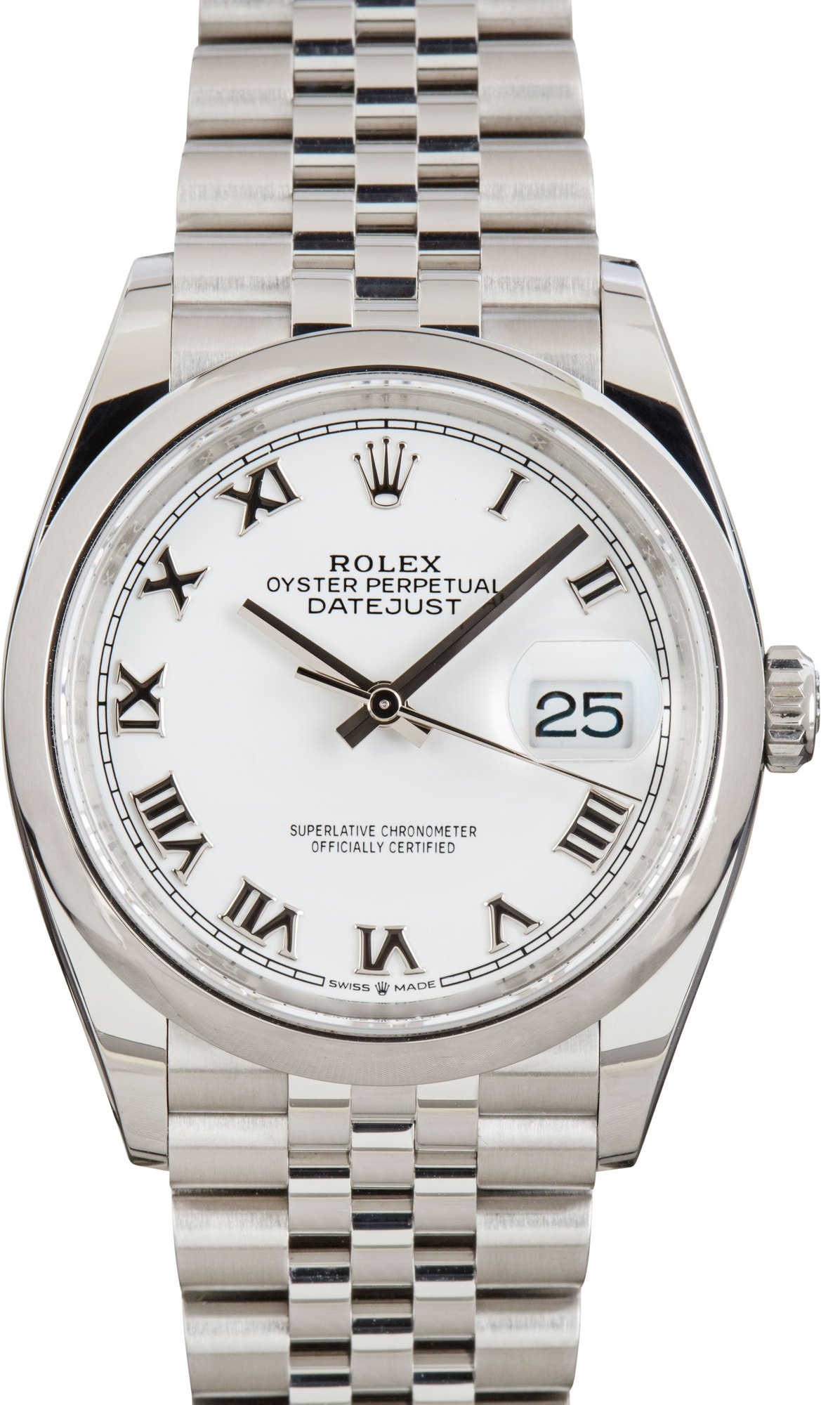 Rolex Datejust Ref 126200 White Roman Dial