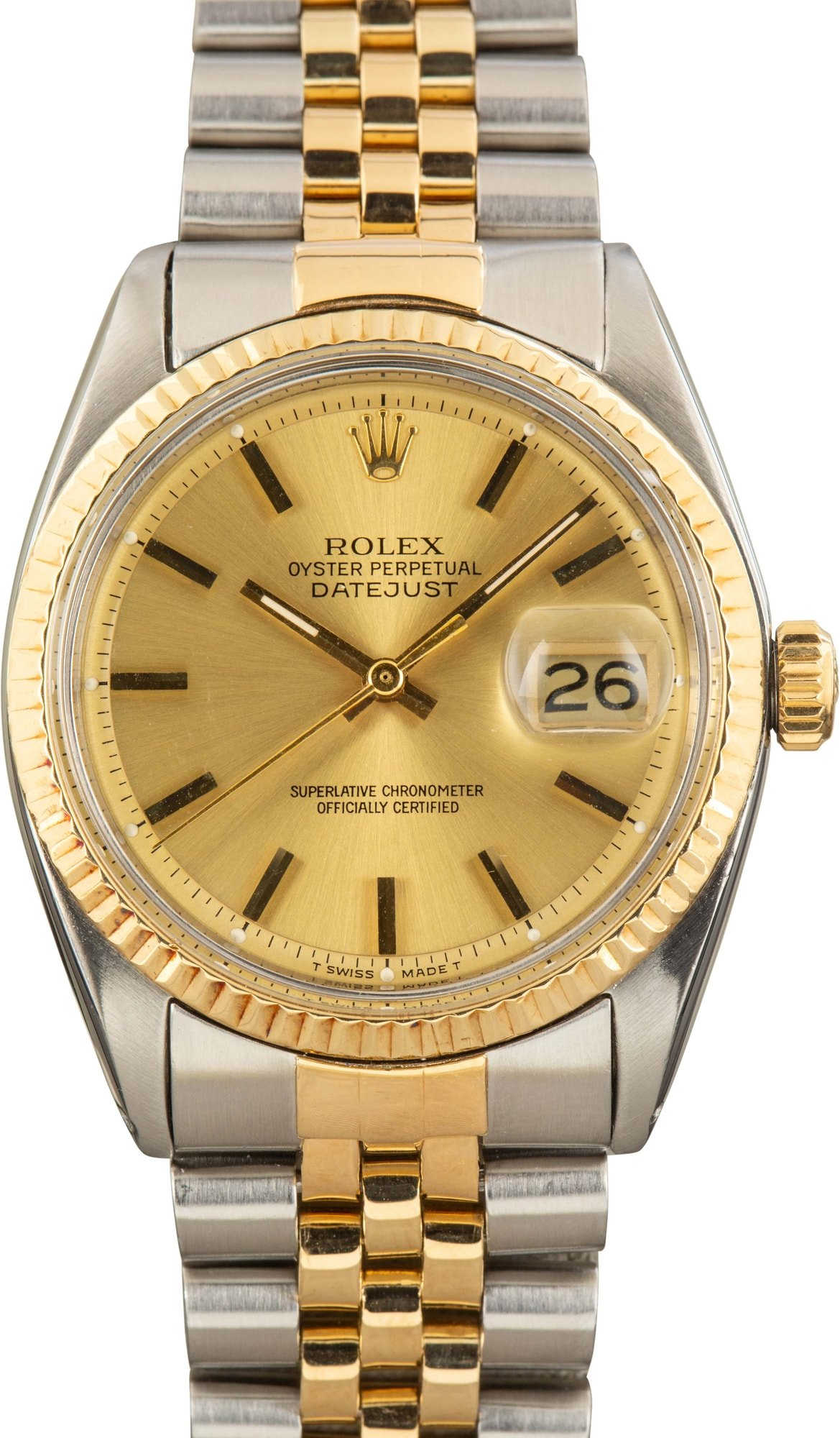 Used Rolex Datejust Ref 1601 Champagne Index Dial
