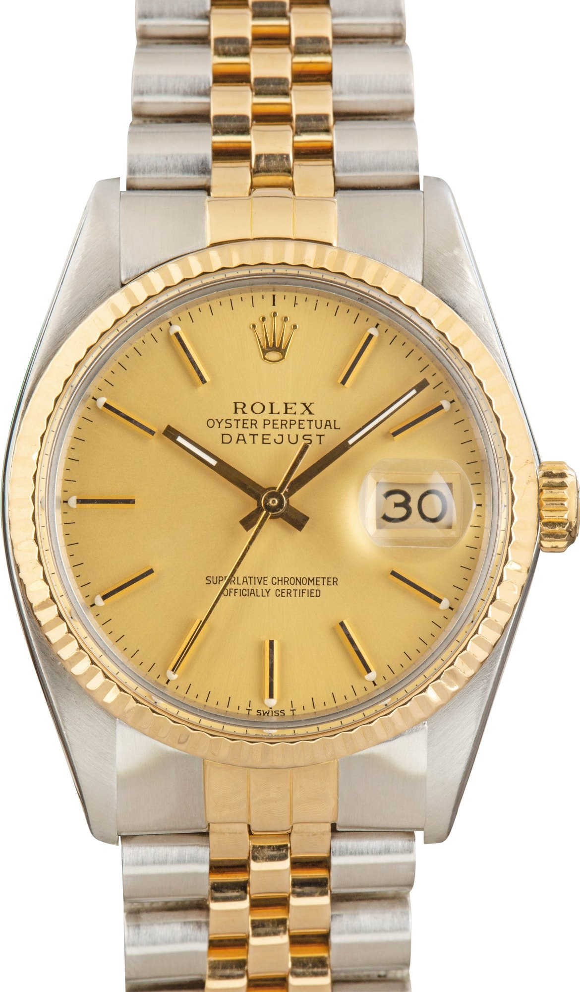 Used Rolex Datejust 36 Ref 16013 Champagne Index Dial