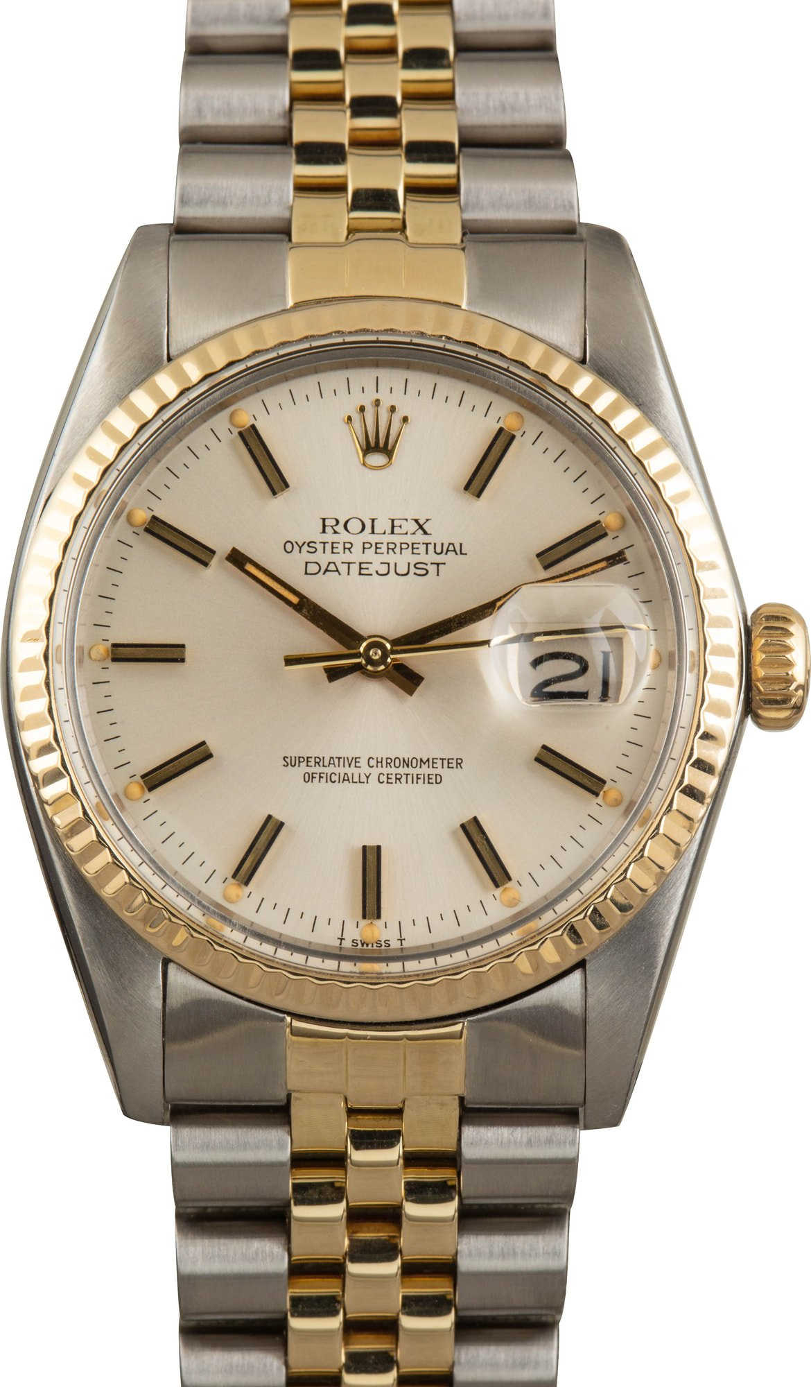 Used Rolex Datejust 36 Steel & Gold 16013 Silver Dial