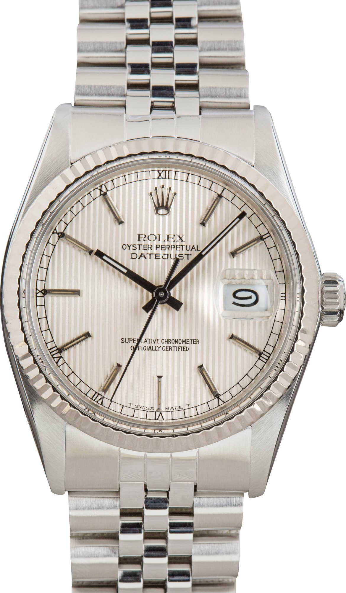 Used Rolex Datejust 16014 Silver Tapestry Dial