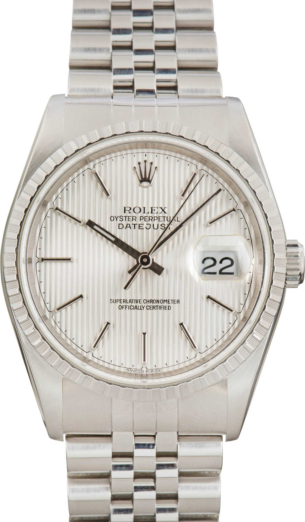 Rolex Datejust Ref 16220 Silver Tapestry Dial