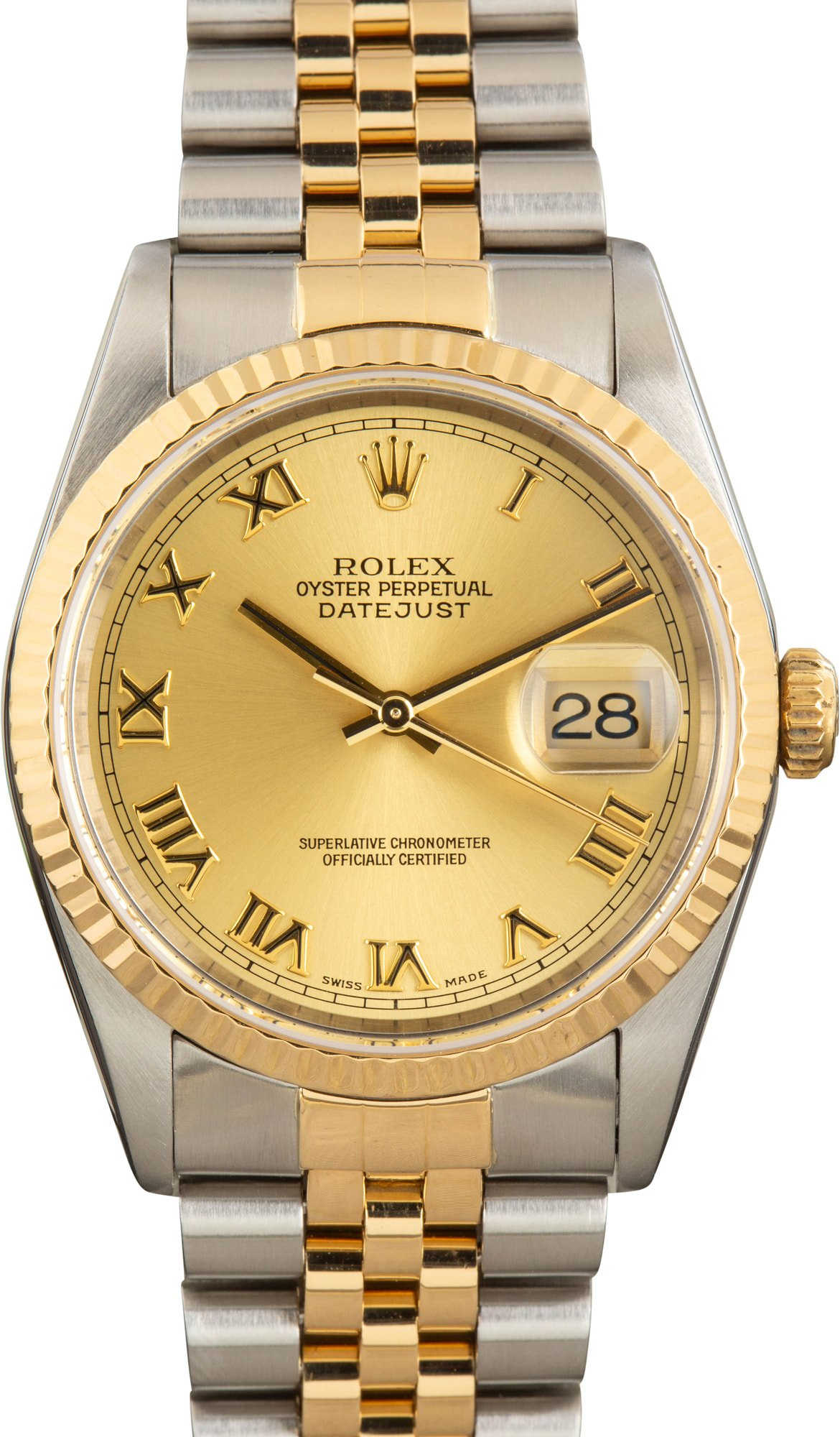 Rolex Datejust 36 Champagne Roman Dial Ref 16233
