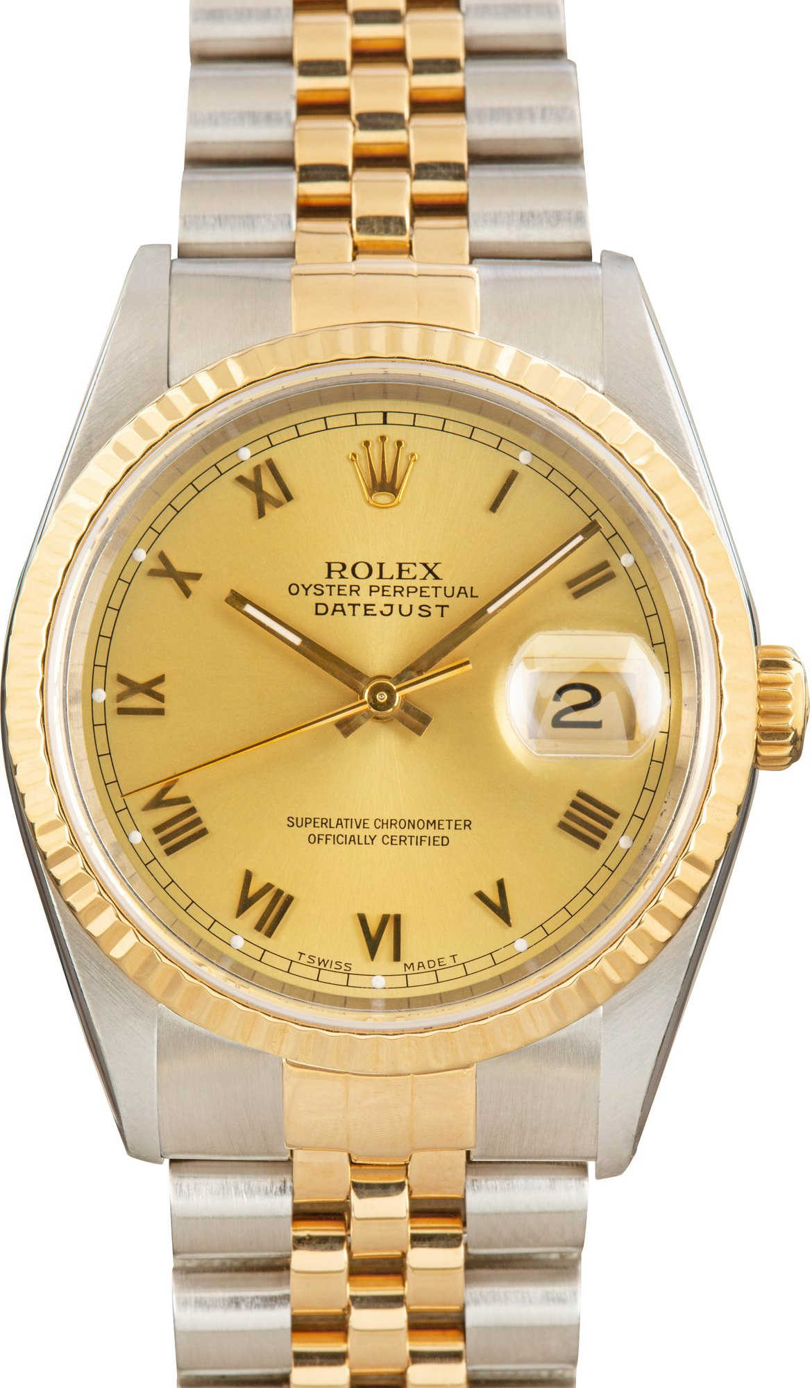 Used Rolex Datejust Two Tone 16233 Champagne Roman Dial