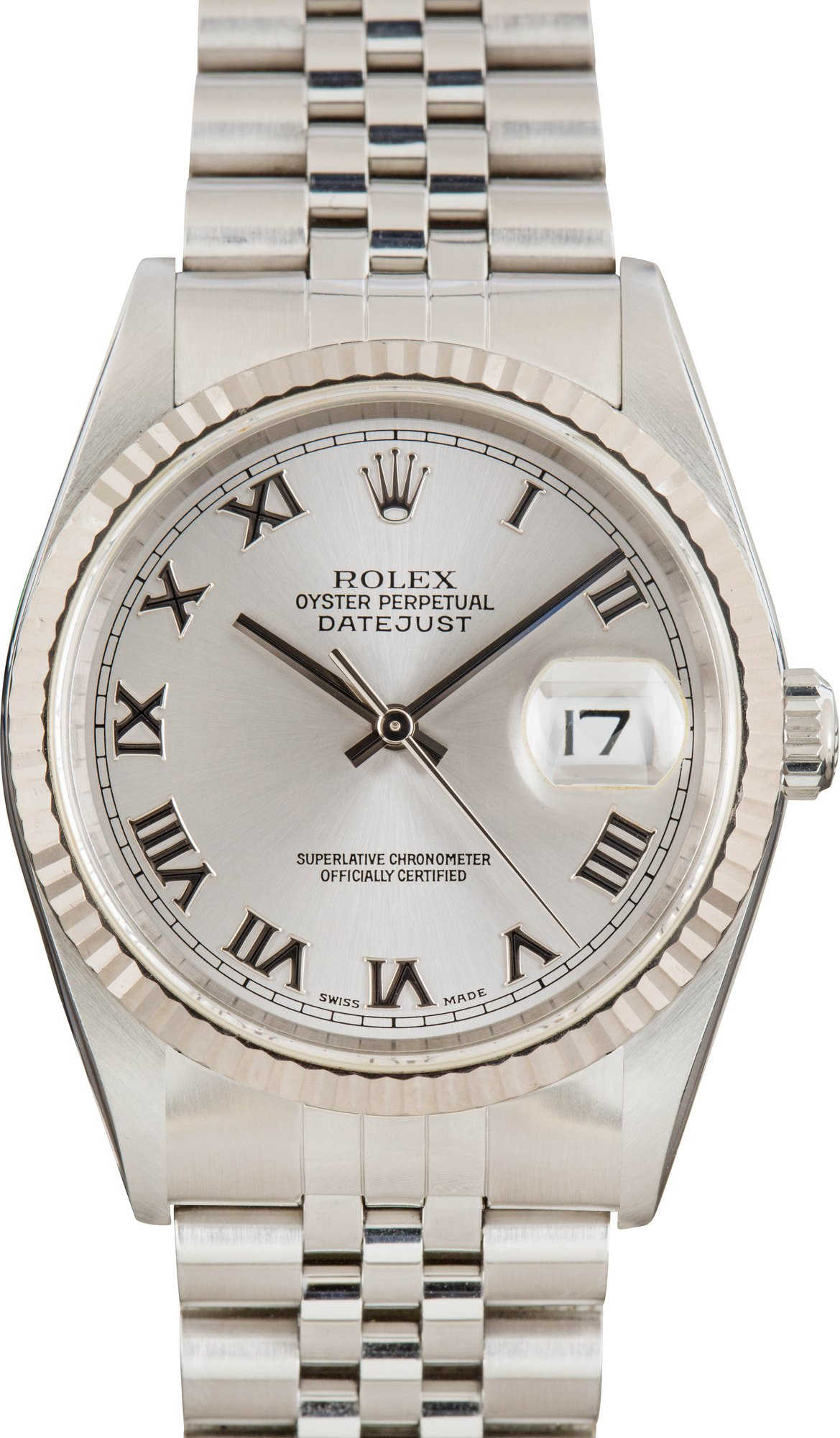 Rolex Datejust 36 Steel 16234 Rhodium Roman Dial