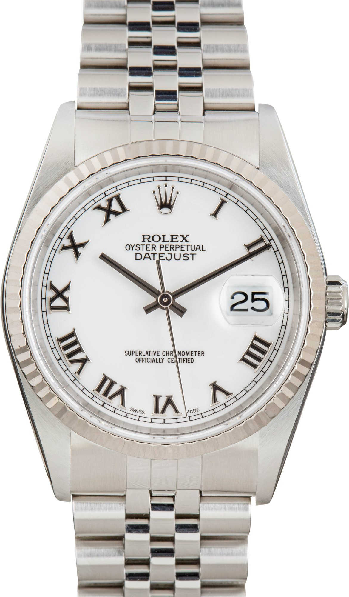 Rolex Datejust 36 Ref 16234 White Roman Dial