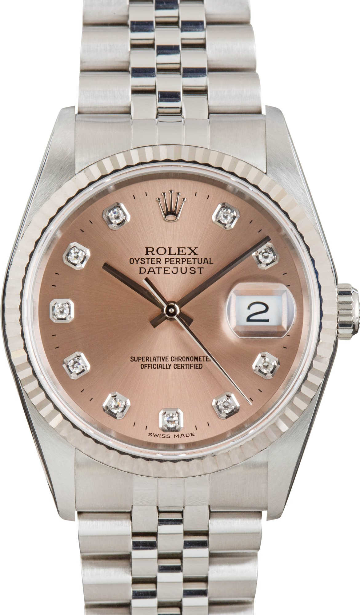 Rolex Datejust 36 ref 16234 Salmon Diamond Dial