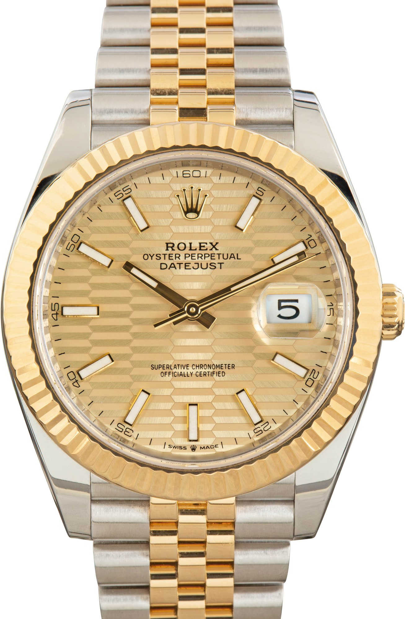 Men's Rolex Datejust 41 Ref 126333 Fluted Motif Champagne Dial
