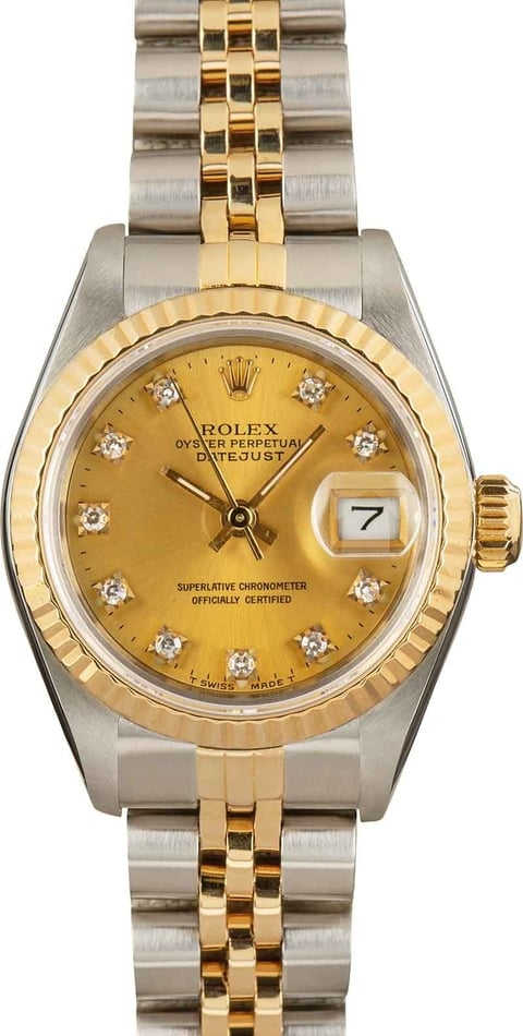 Ladies Rolex Datejust 69173 Champagne Diamond Dial