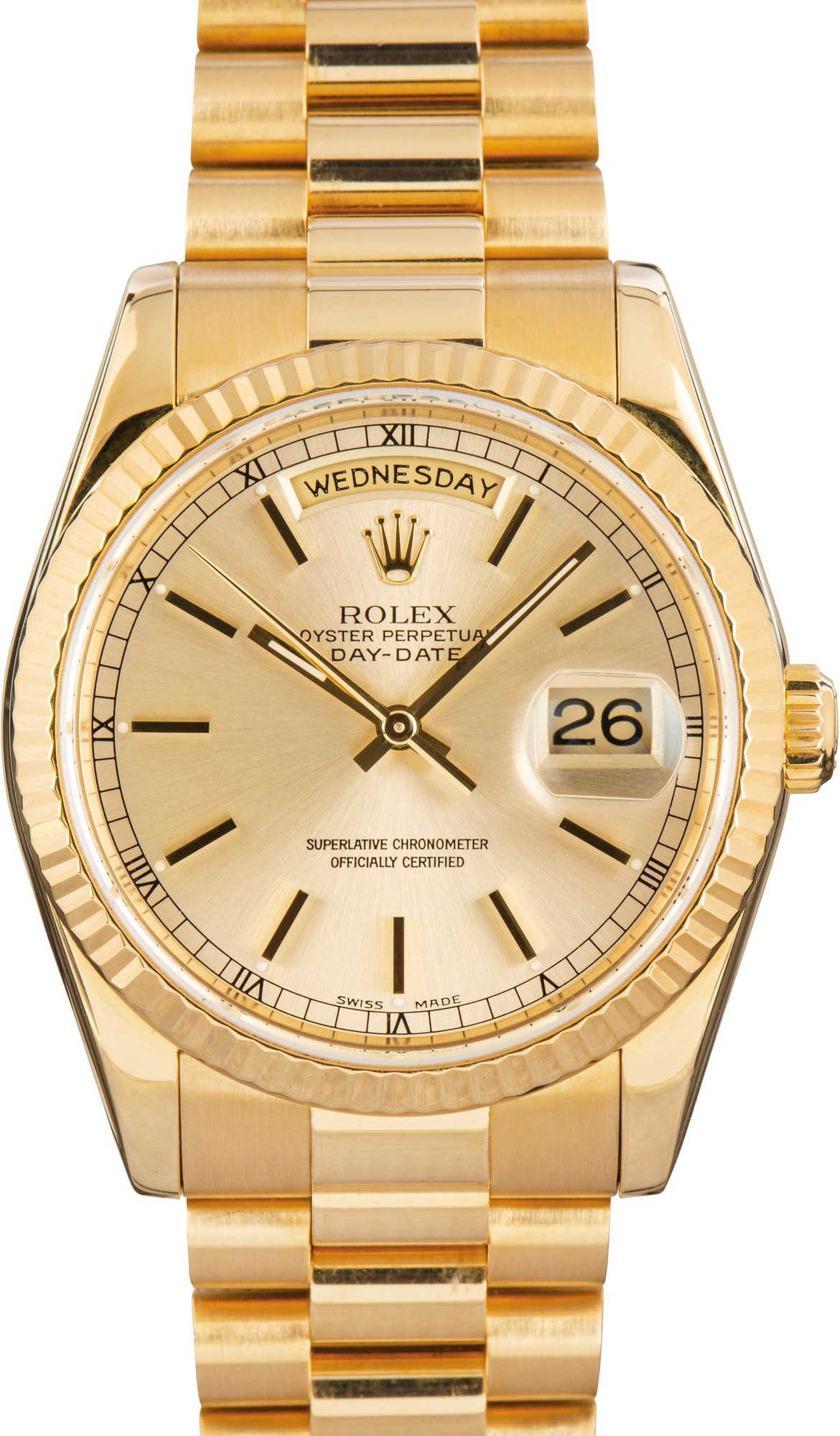 Pre-owned Rolex Day-Date ref 118238 Silver Dial