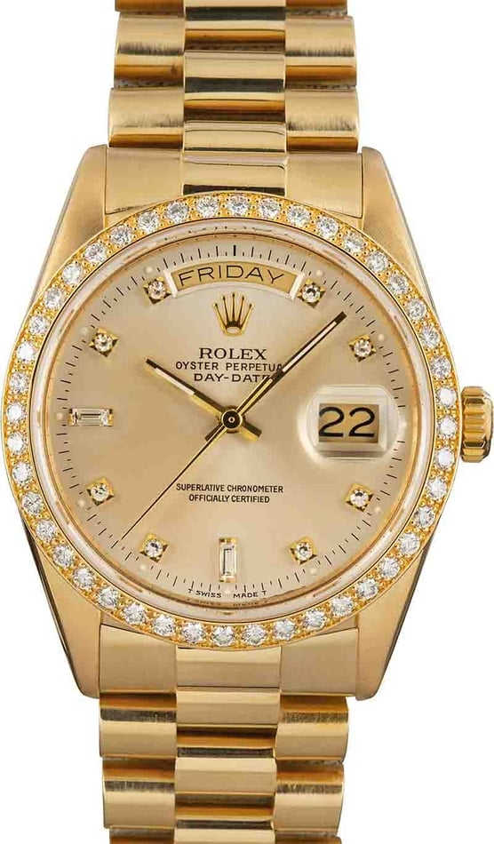 Rolex Day-Date 18048 Diamond Dial & Bezel