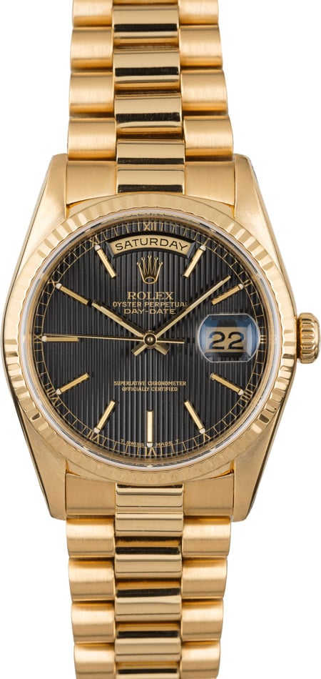 Rolex Day-Date President 18238 Black Tapestry Dial