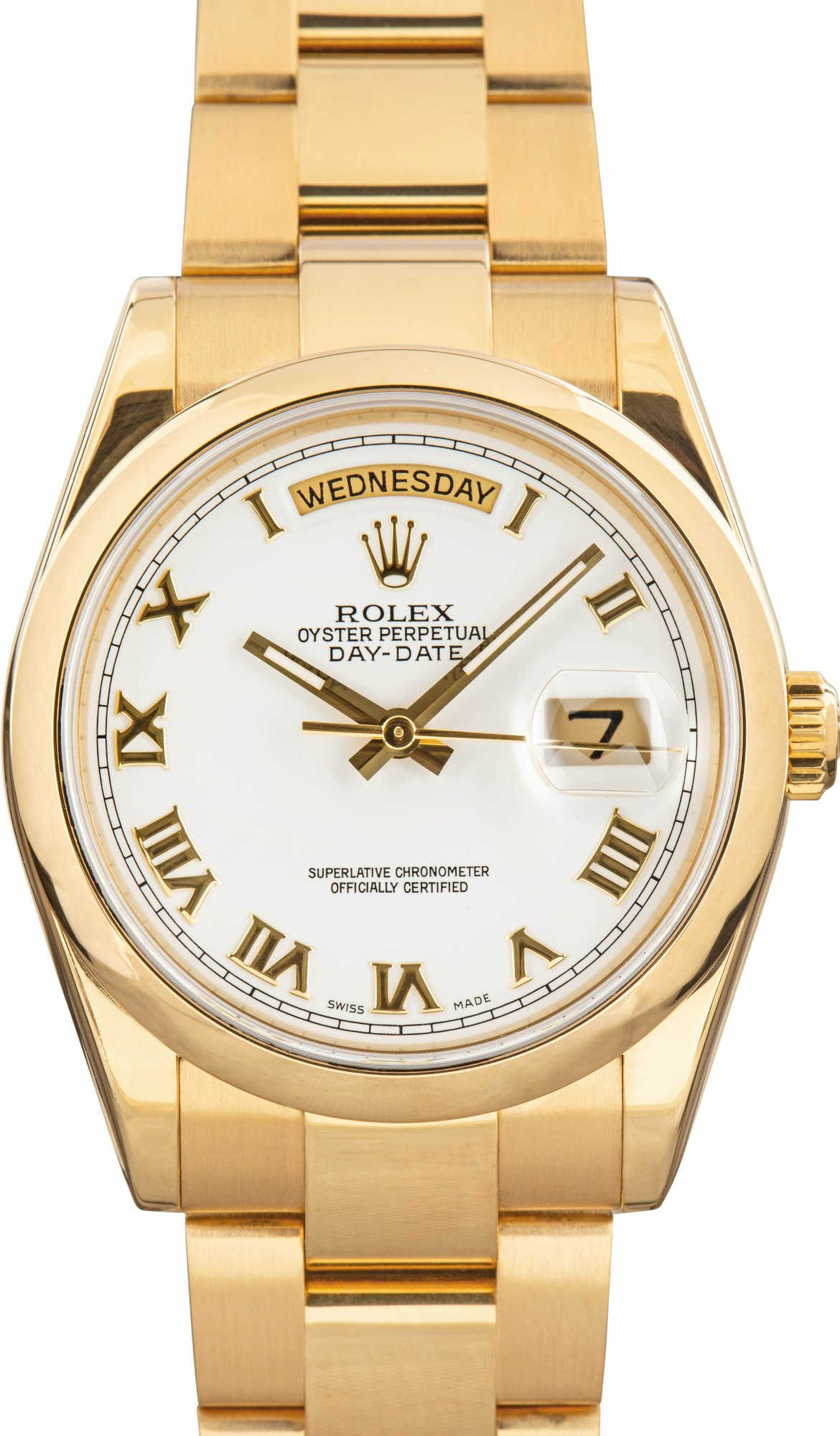Rolex Day-Date White Dial 118208 Yellow Gold