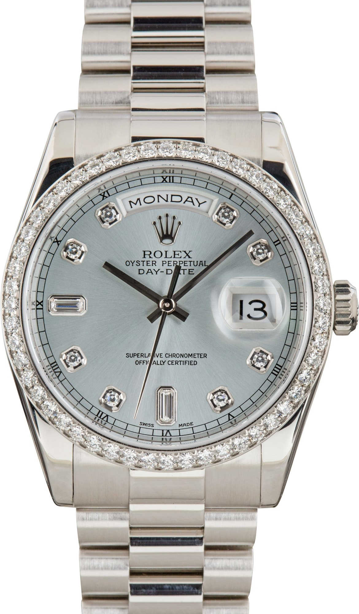 Rolex Platinum Day-Date 118346 Diamond Dial & Bezel