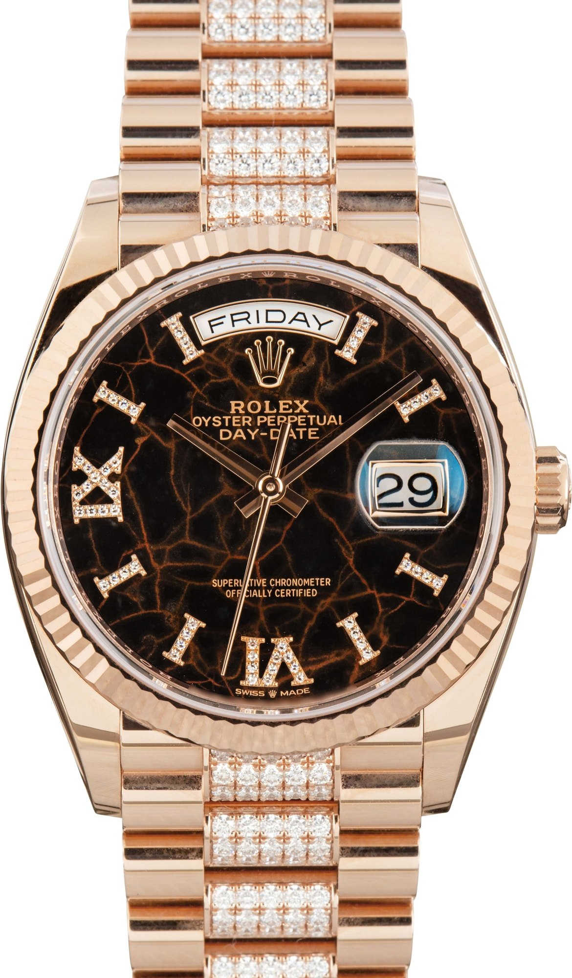 Rolex Day-Date 36 Ref 128235 Eisenkiesel Diamond Dial