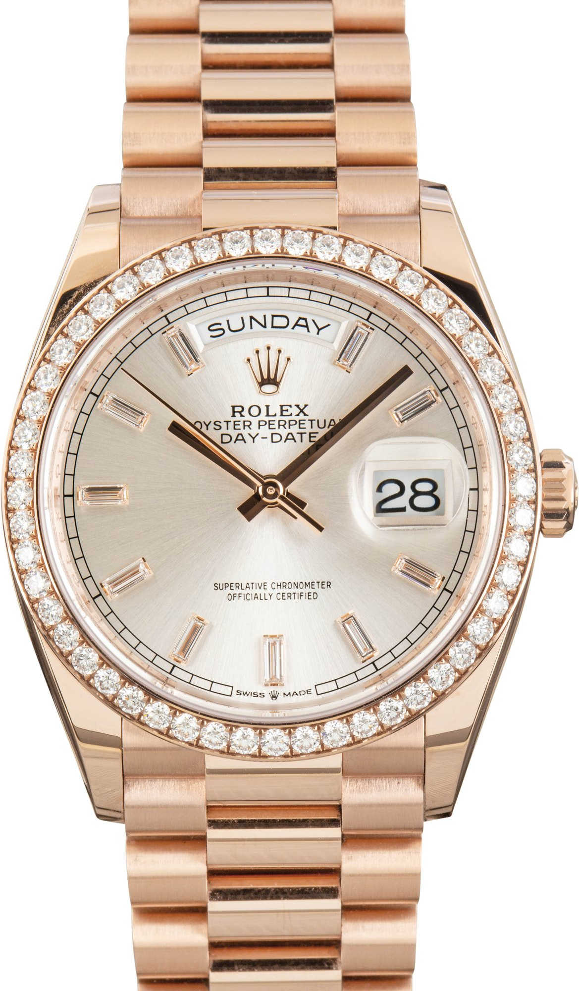 Rolex Day-Date 36 Ref 128345 Silver Diamond Dial