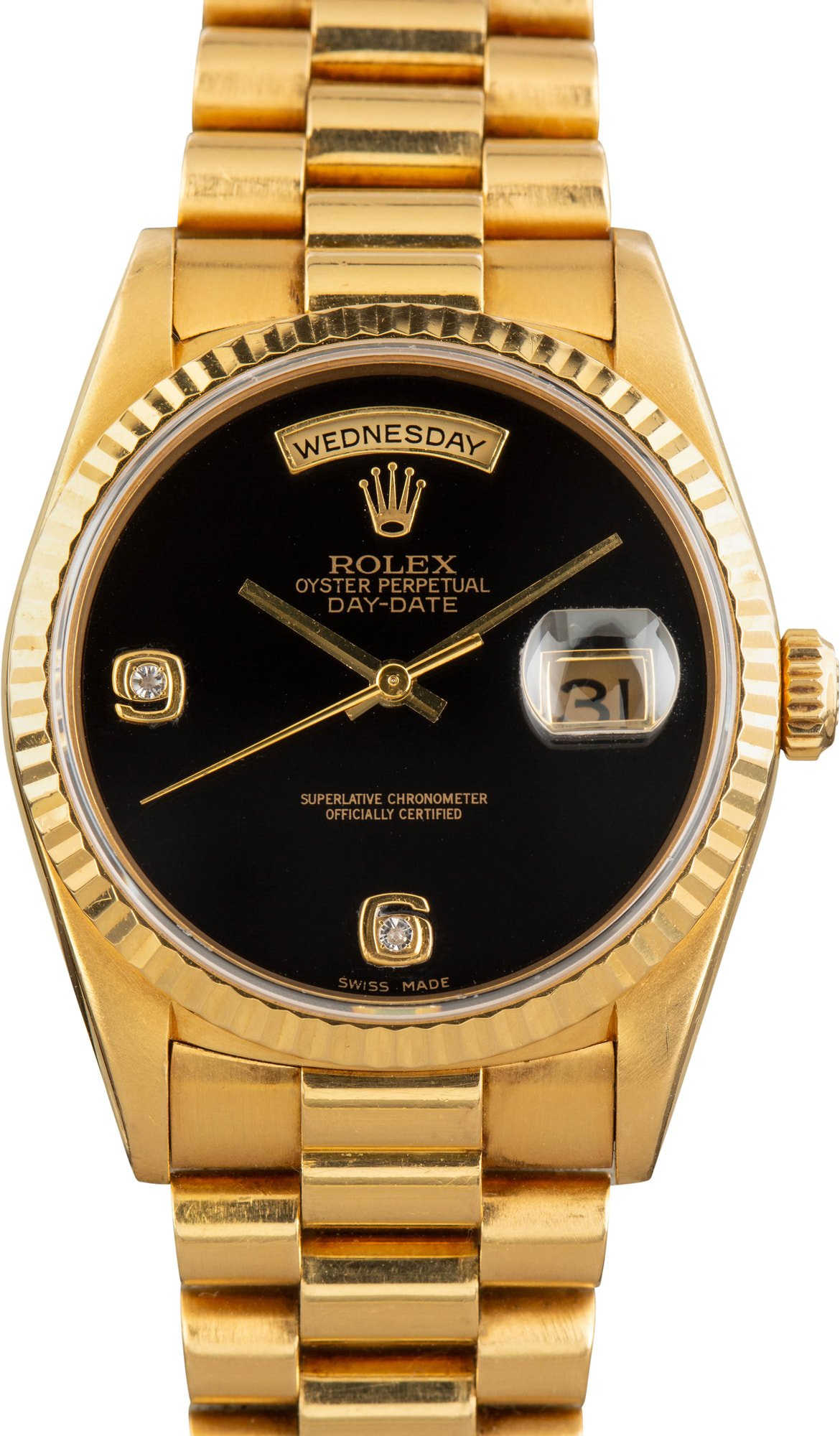 Rolex Day-Date 36 Yellow Gold 18238 Onyx Arabic Diamond Dial