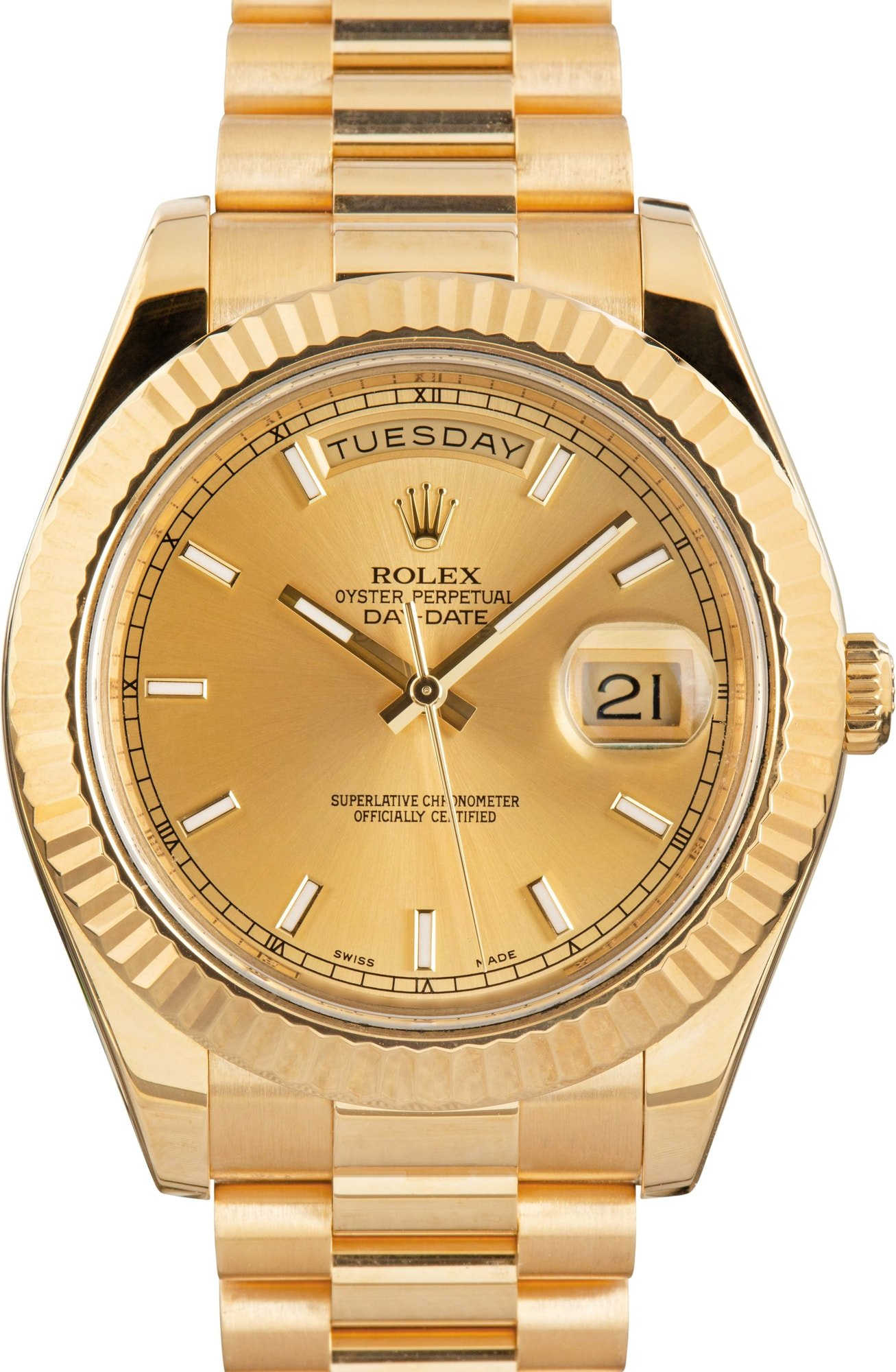 Rolex Day-Date II ref 218238 Champagne Index Dial