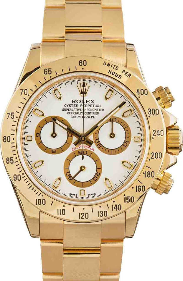 Rolex Daytona 116528 White Dial Yellow Gold Oyster