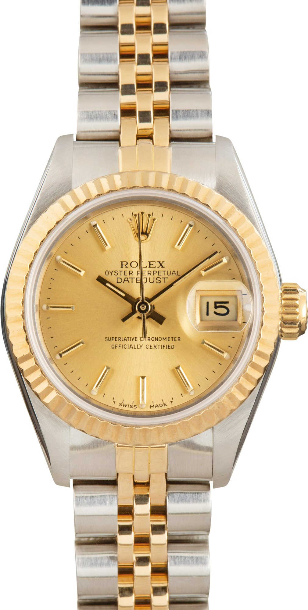 Lady Rolex Datejust Champagne Dial 69173 Two Tone