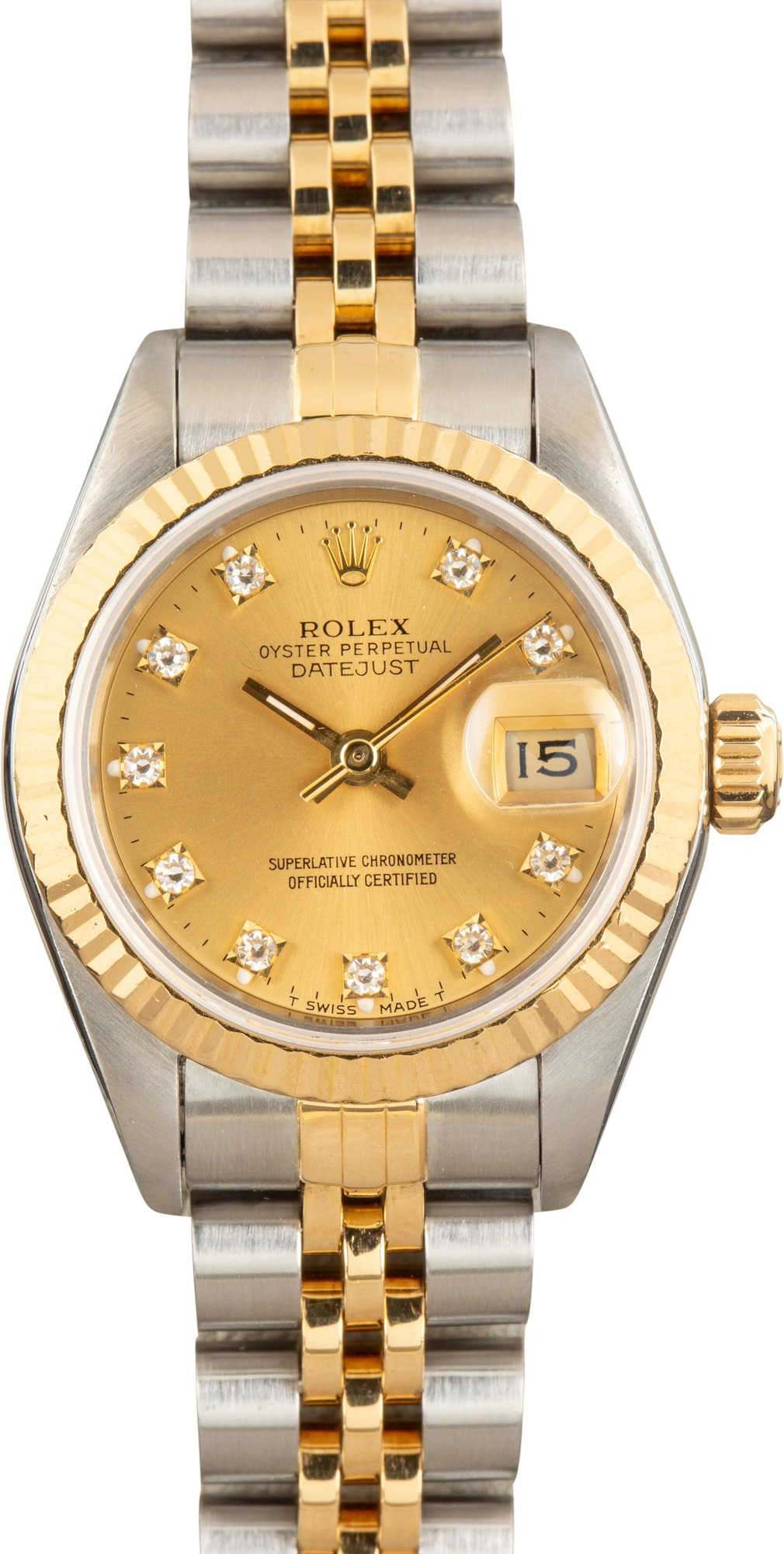 Ladies Diamond Dial Rolex Datejust 69173 Two Tone