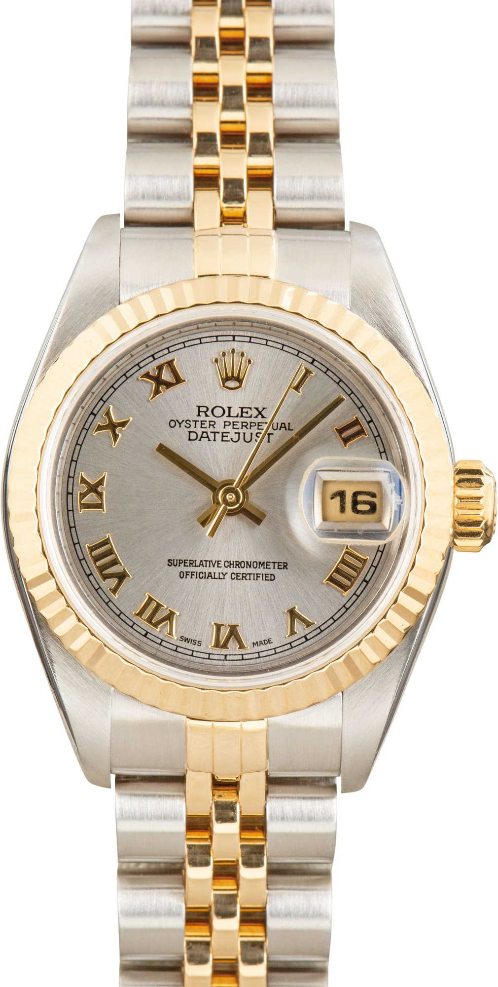 ROLEX DATEJUST 79173 2コマ Rolex Datejust 69173 26MM Silver Dial With Two Tone Jubilee