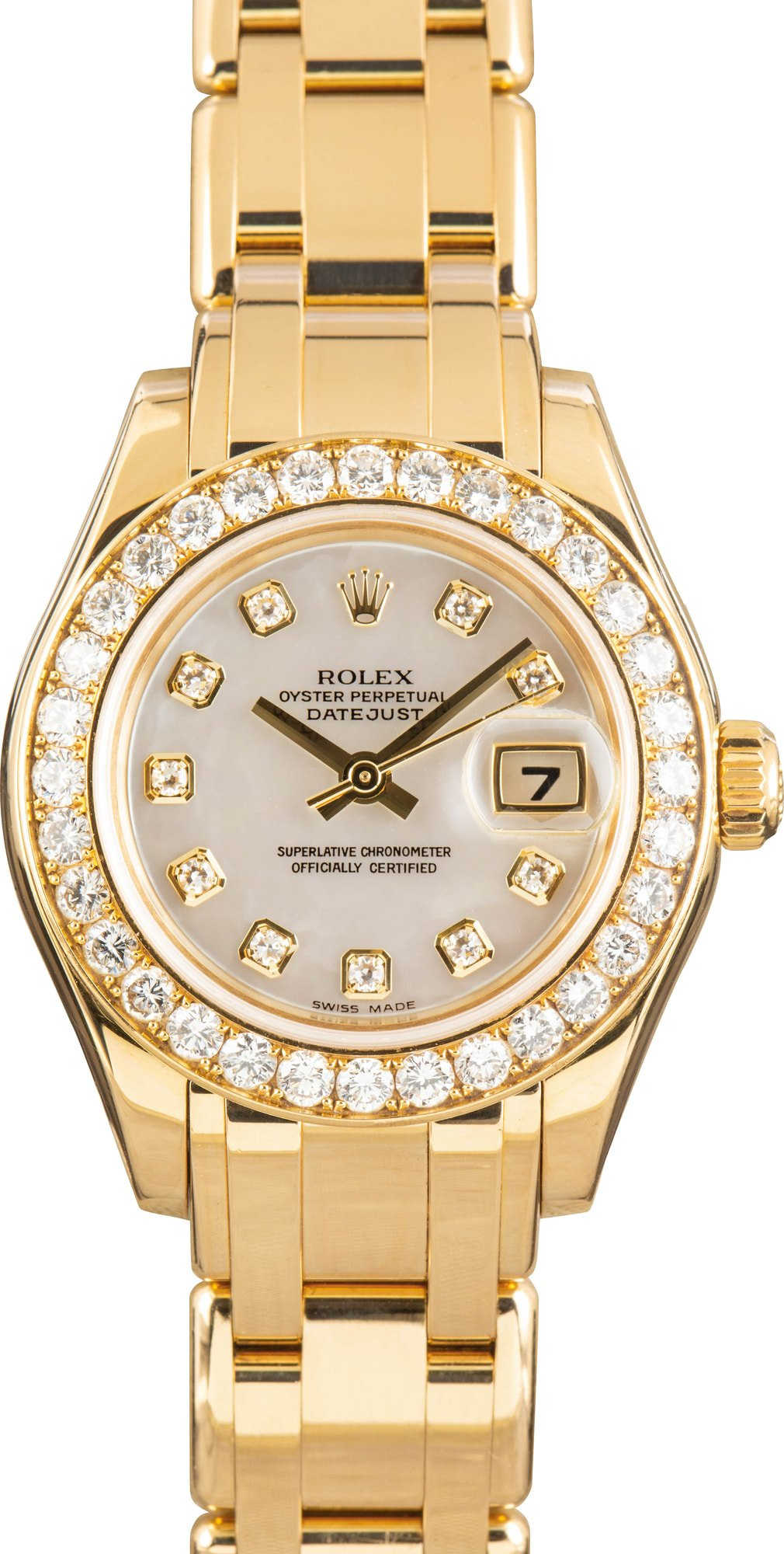Ladies Rolex Datejust Pearlmaster 80298 18k Yellow Gold