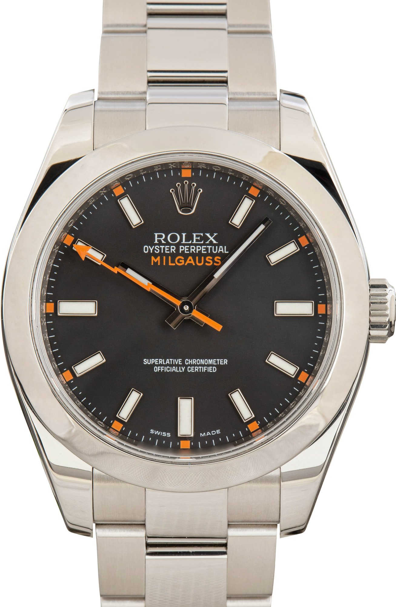 Pre-owned Rolex Milgauss Ref 116400 Black Dial Stainless Steel