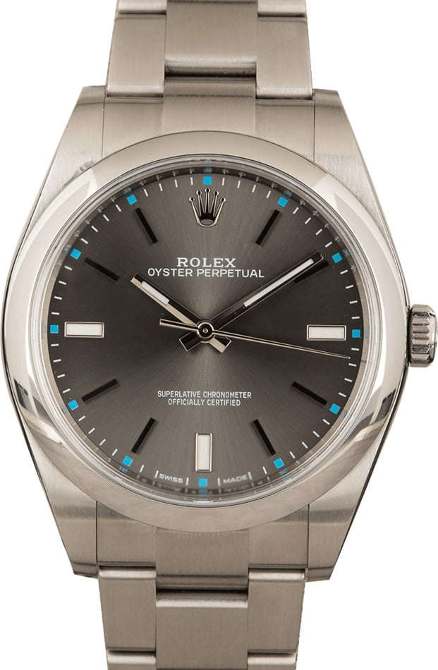 Oyster perpetual 39 rhodium best sale