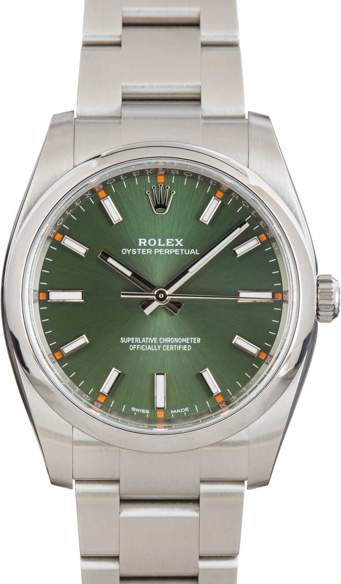 Pre-owned Rolex Oyster Perpetual Olive Green Dial