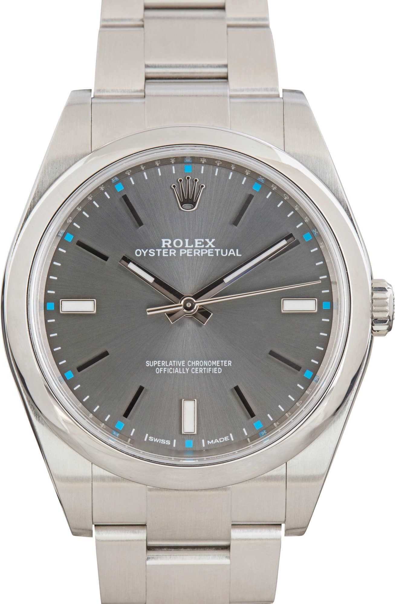 Used Steel Rolex Oyster Perpetual 114300 Dark Rhodium Dial