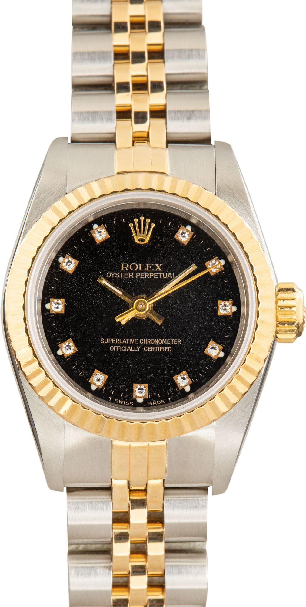 Authentic Rolex 67193 Datejust Two Tone Watch 67193 Rolex Oyster Perpetual 24 Silver Diamond Dial Womens Watch main image 3