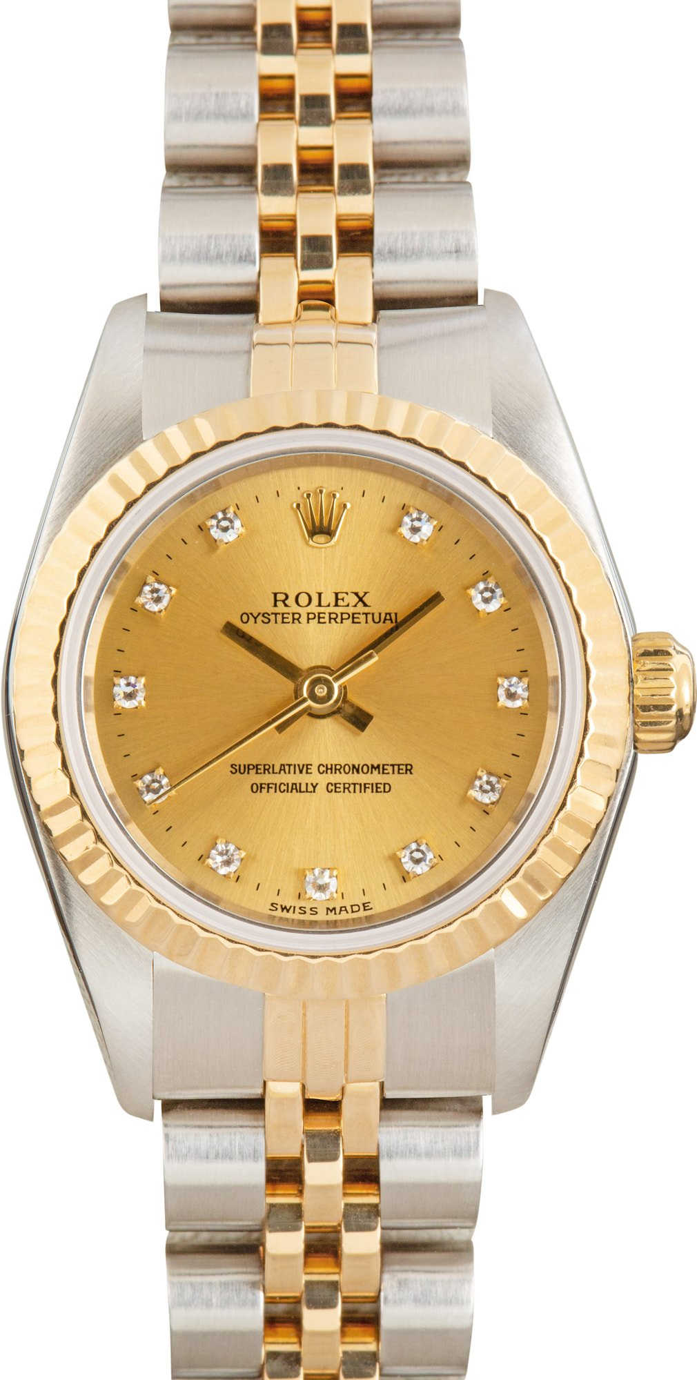 Rolex Oyster Perpetual Ref 76193 Champagne Diamond Dial
