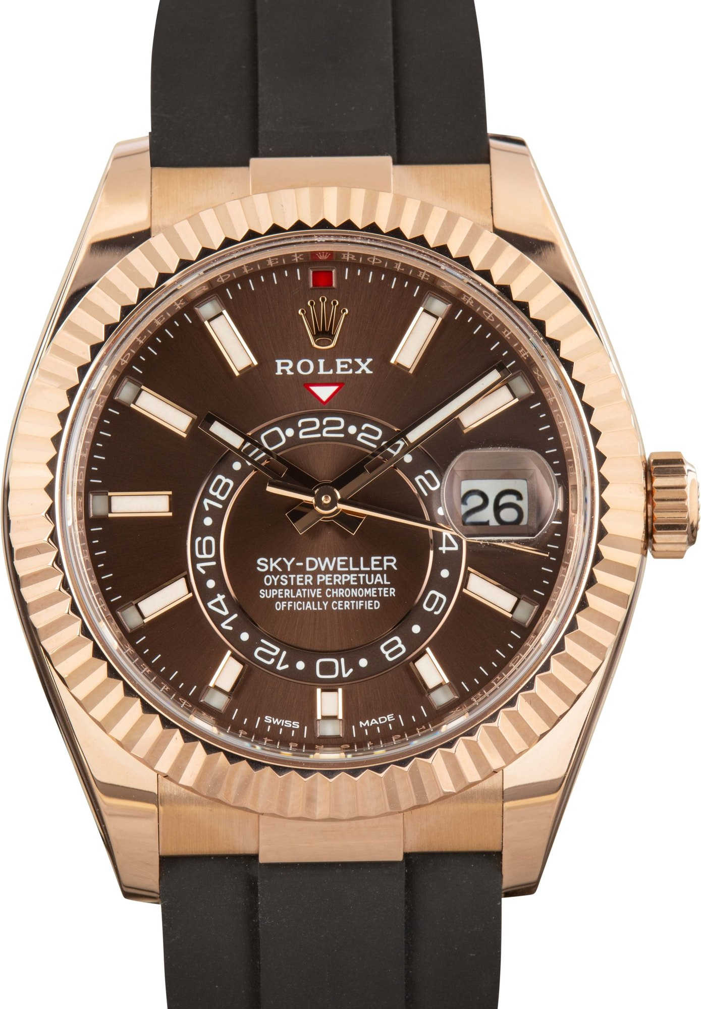 Men's Rolex Sky-Dweller 326235 18k Everose Gold Chocolate Dial
