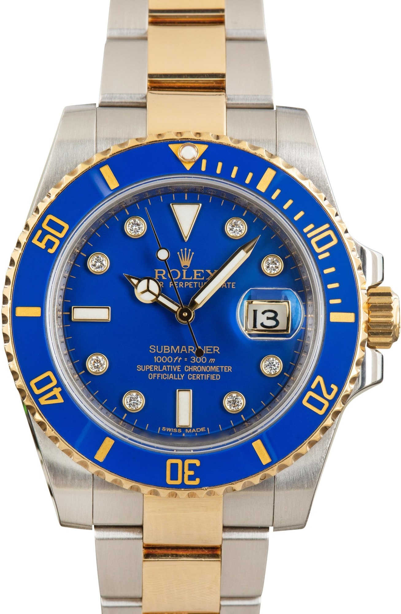 B’z CD Factory Stickered Rolex Submariner 116613 Black Diamond Dial