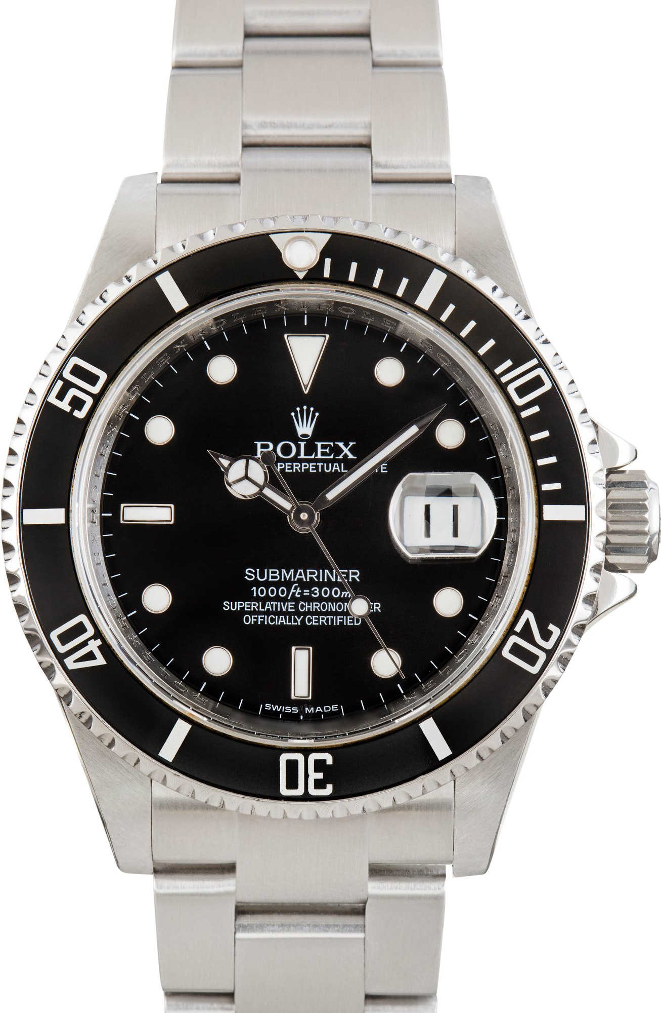 Pre-owned Rolex Submariner Ref 16610T No Holes Case