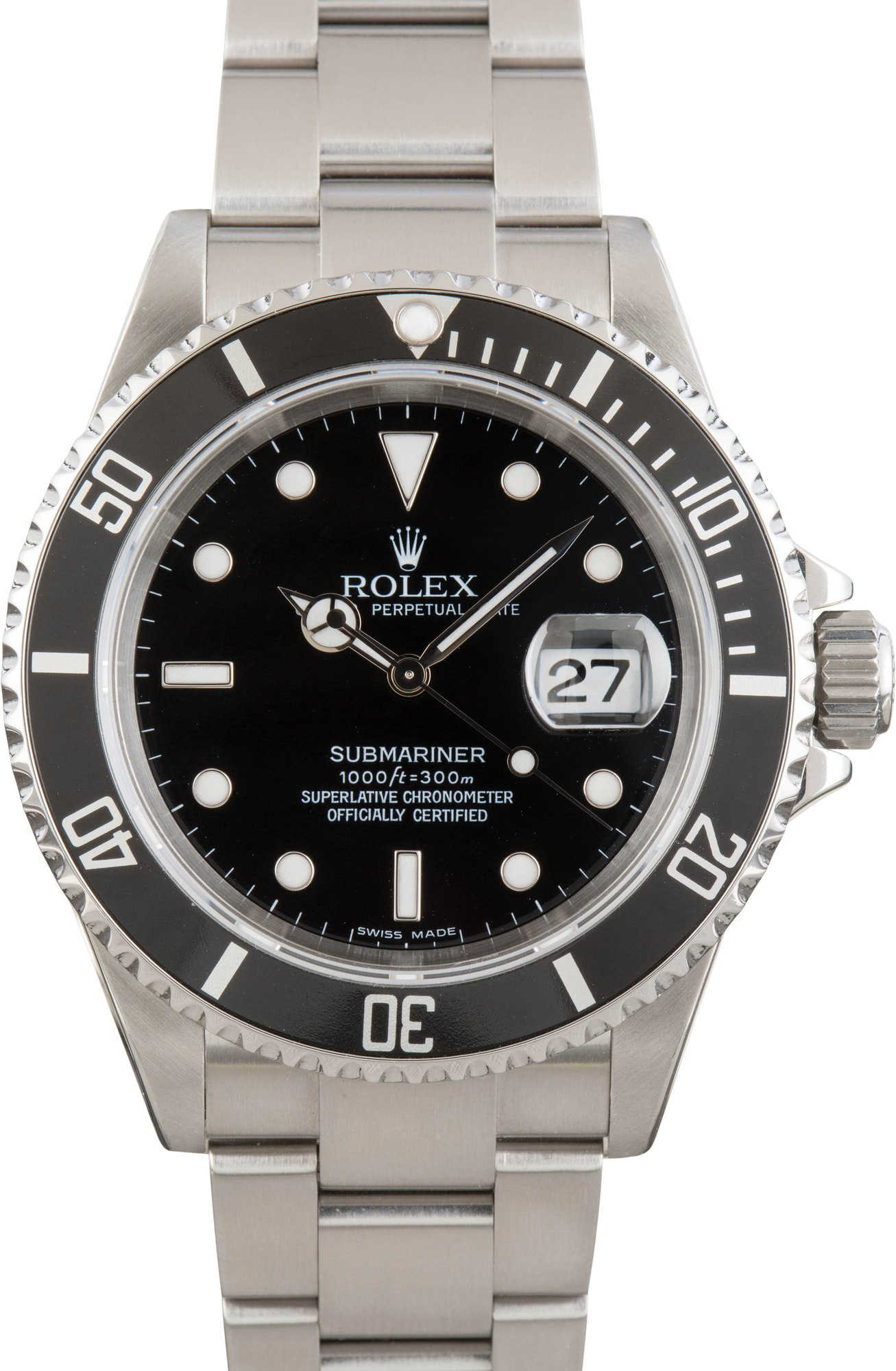 Rolex Submariner Ref 16610T No Holes Steel Case
