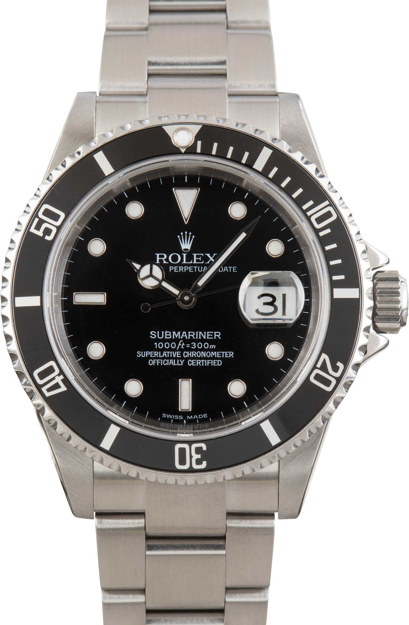Used Rolex Submariner 16610T Steel No Holes Case