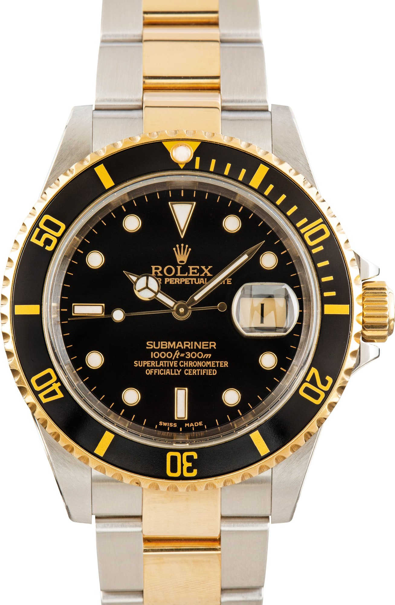 Two Tone Rolex Submariner Black 16613