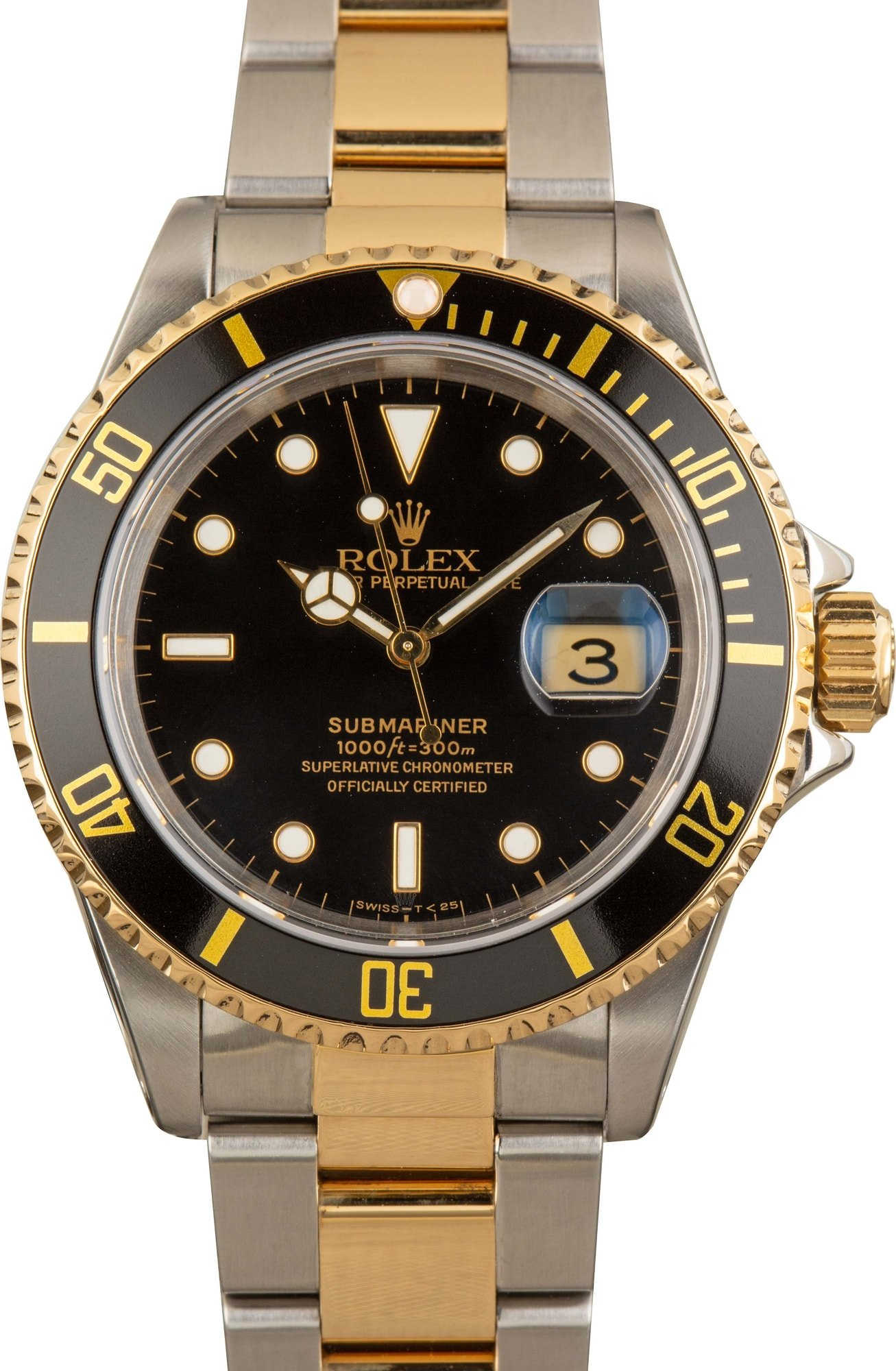 Used Rolex Submariner Steel & Gold 16613 Black Dial