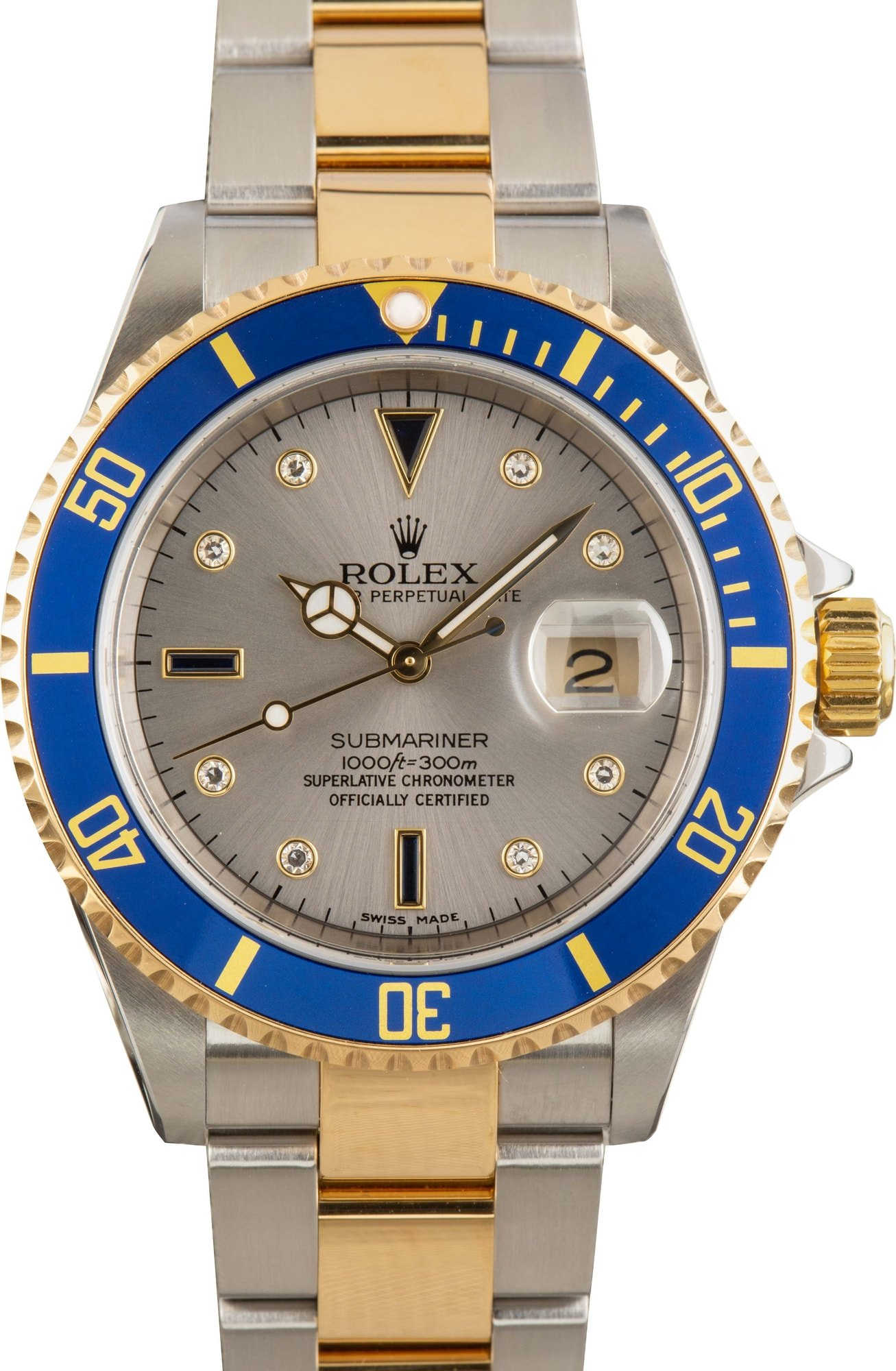 Men's Rolex Submariner 16613T Slate Serti Dial