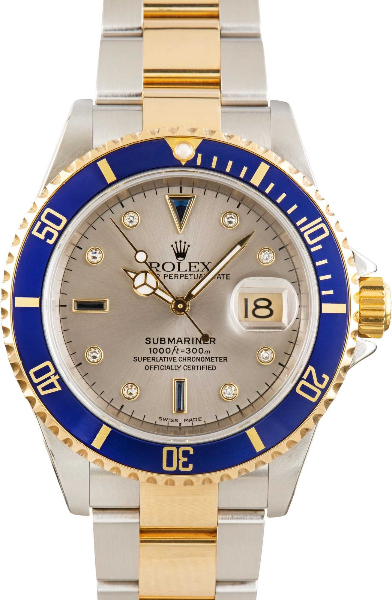 ROLEX SUBMARINER 16613 2コマ Mens Rolex Two-Tone 18K/SS Submariner Watch Blue Dial 16613