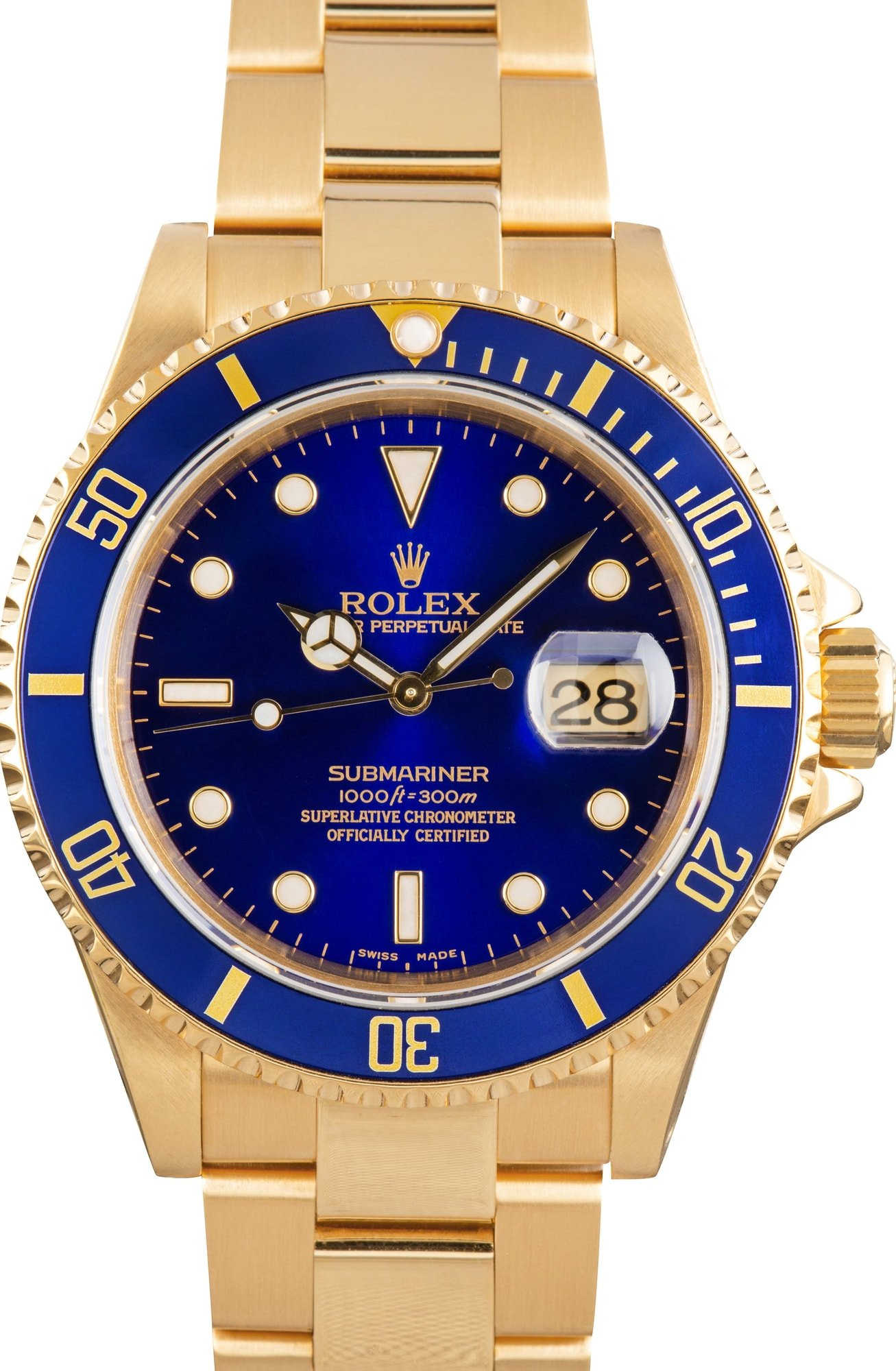 Used Rolex Submariner ref 16618 18k Yellow Gold