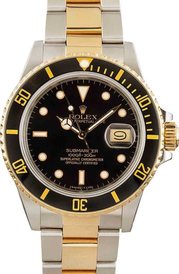 Rolex Submariner 16803 Black Dial Gold Bezel