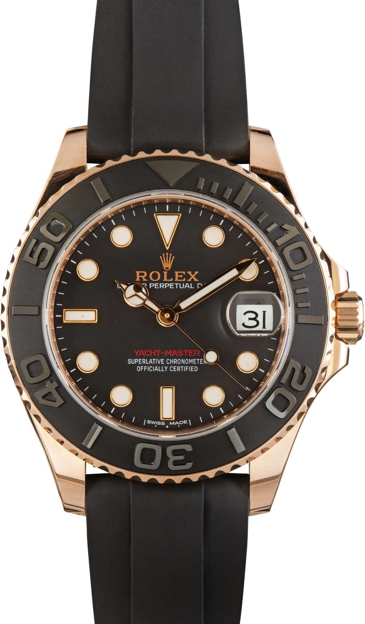 Rolex Yacht-Master 37 Ref 268655 Everose Gold on Oysterflex